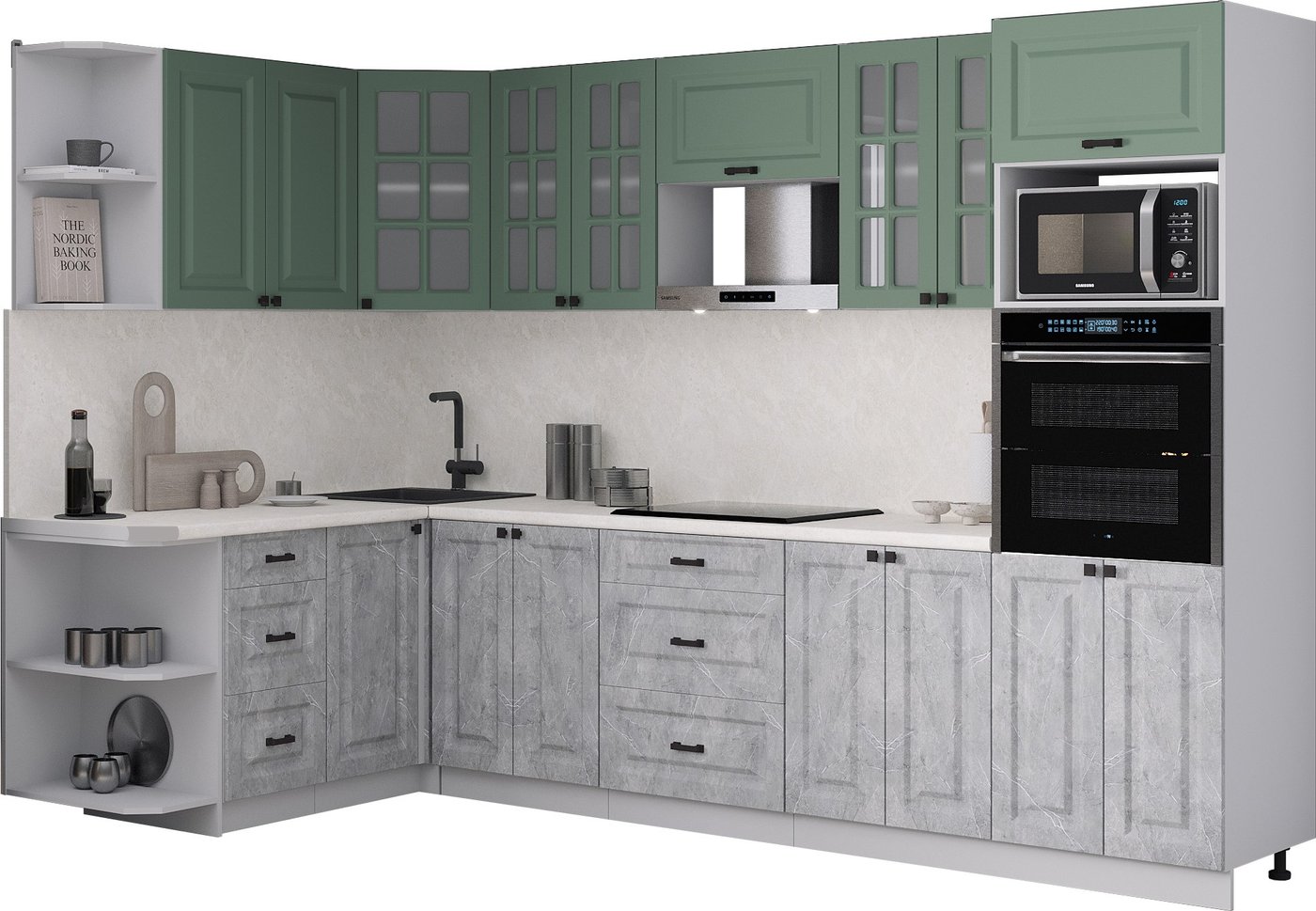 

Готовая кухня Интерлиния Мила Деко 1.68x3.0 LV (керамика/мята/опал светлый)