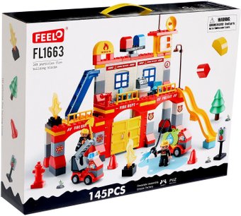 Конструктор Feelo Город. Пожарное депо FL1663 9893175 (145 эл)