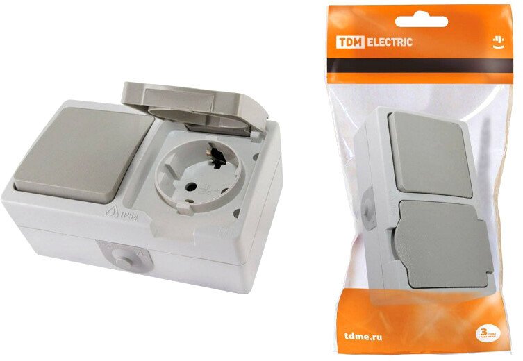 

Розетка TDM Electric Вуокса + блок выключатель SQ1803-0010 (белый)