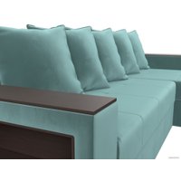 Угловой диван Лига диванов Дубай лайт правый 114149 (велюр бирюзовый)