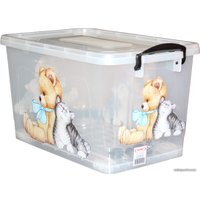 Ящик для хранения Росспласт Мишка и Котенок 35 л (прозрачный)