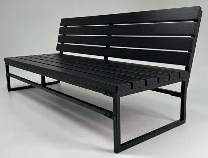 Скамейка N3 Лофт Garden со спинкой 200x50x82 (черный)