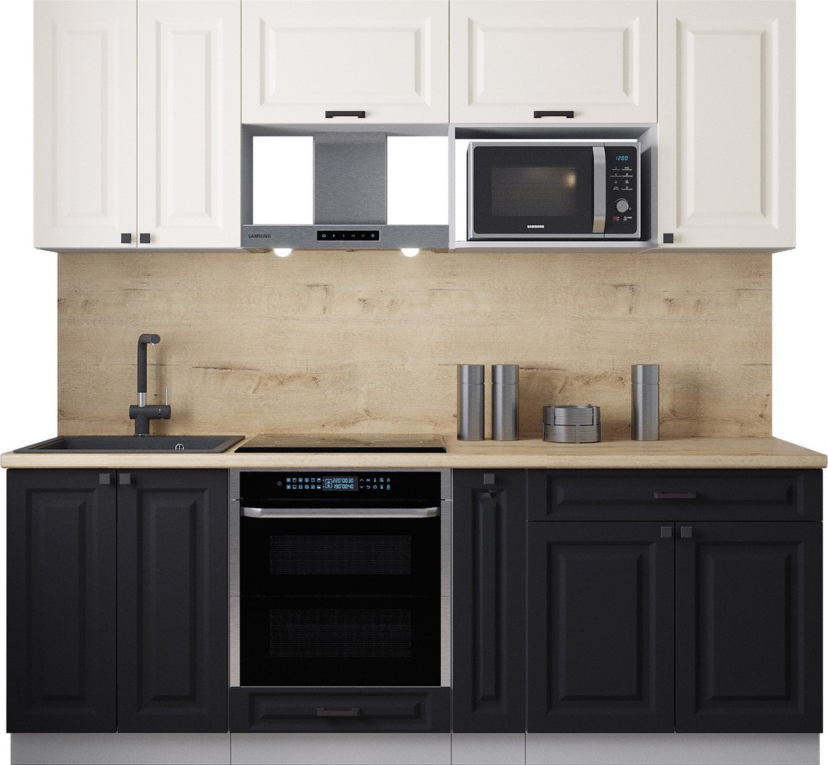 

Готовая кухня Интерлиния Мила Деко 2.2 (черный/белый/дуб бунратти)