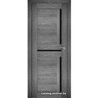 Межкомнатная дверь Юни Амати 18 (ч) 40x200 (дуб шале-графит/черное стекло)