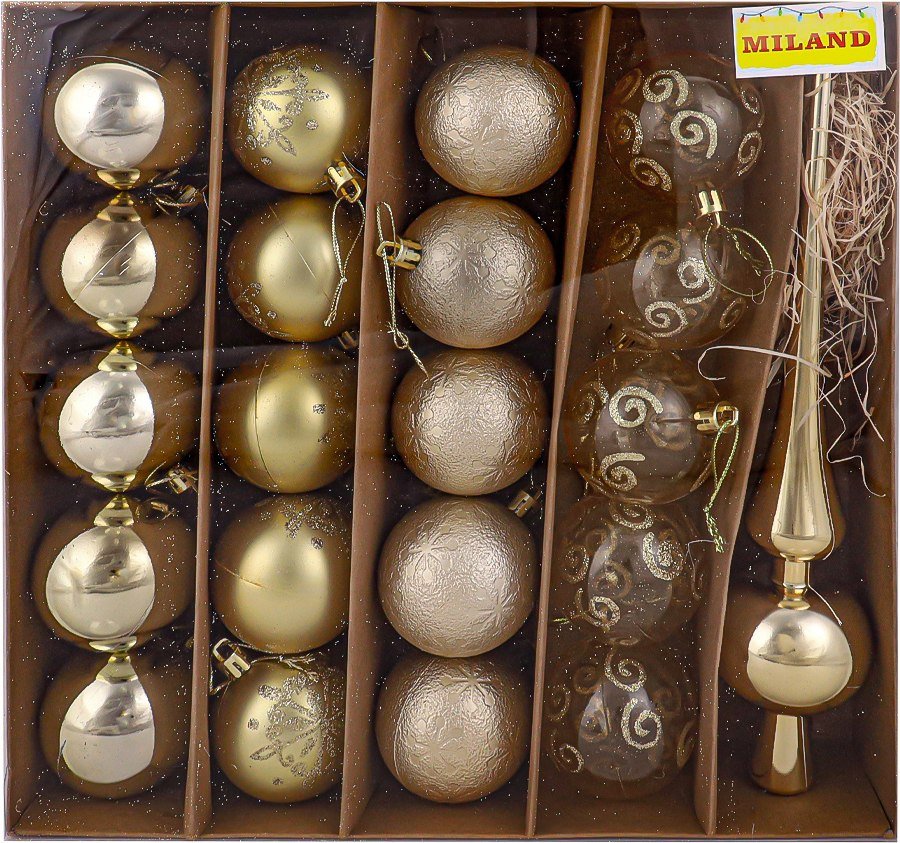 

Елочная игрушка Miland С верхушкой НУ-3607 (21 шт, золото)