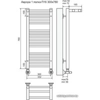 Полотенцесушитель TERMINUS Аврора П16 с полкой (300х780)