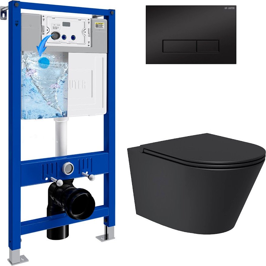 

Унитаз подвесной Lauter Longer 2110822 + 21901002 (кнопка узкая, черный/черный)