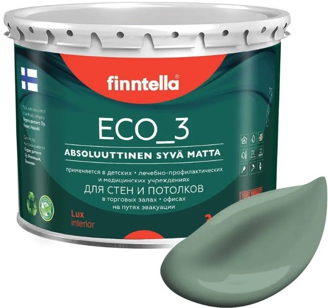 

Краска Finntella Eco 3 Wash and Clean Naamiointi F-08-1-3-LG198 2.7 л (хаки зел)