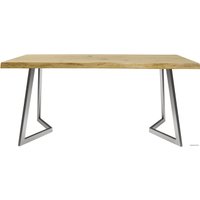 Кухонный стол Buro7 Уиллис 180 (с обзолом и сучками, дуб натуральный/серебро)