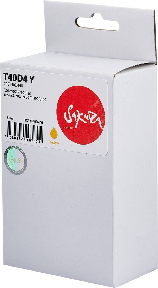

Картридж Sakura Printing SIC13T40D440 (аналог Epson T40D4 Y)
