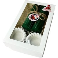 Подарочный набор Вендитио Ozarich Новогодний с 2-мя свечами и подсвечниками (зеленый)