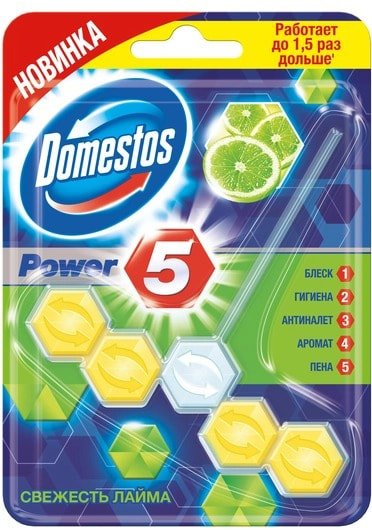 

Средство для унитаза Domestos Power 5 Свежесть лайма 55 г