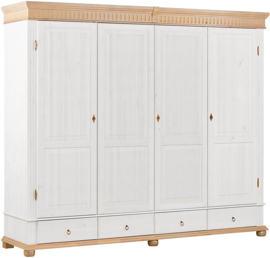 Шкаф распашной ММЦ Хельсинки 4GTM (белый воск/антик)