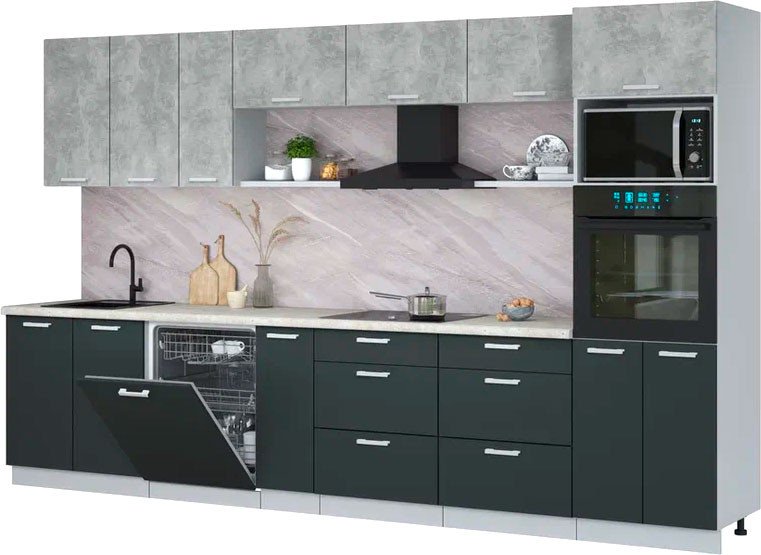 

Готовая кухня Интерлиния Мила Лайт 3.5-ПМ1-2 (бетон/антрацит/опал светлый)