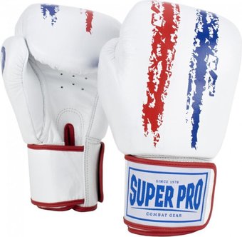 Боевые перчатки Super Pro Combat Gear Warrior SPBG110-10460 8 oz (белый/синий/красный)