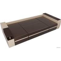 П-образный диван Лига диванов Майами 103066 (экокожа, коричневый/бежевый)