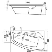 Ванна Santek Майорка XL 160x95 L (с каркасом и экраном)