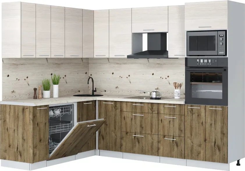 

Готовая кухня Интерлиния Мила Лайт 1.896х2.58 (вудлайн кремовый/дуб веллингтон/бискайская сосна)