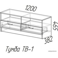 Тумба МебельЭра TV1 (венге-лоредо)