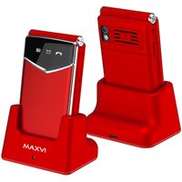 Кнопочный телефон Maxvi E11ds (красный/серебристый)