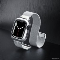 Ремешок Spigen Metal Fit Pro для Apple Watch (45/44 мм) (серебристый)