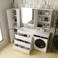 Symbolite Тумба с умывальником Даллас 150 Люкс Plus 3 ящика + Даллас 150x48.2 (левый, белый)