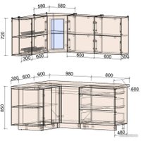 Готовая кухня Интерлиния Мила Матте 1.5x1.8 А левая (слоновая кость/пепел/травертин серый)