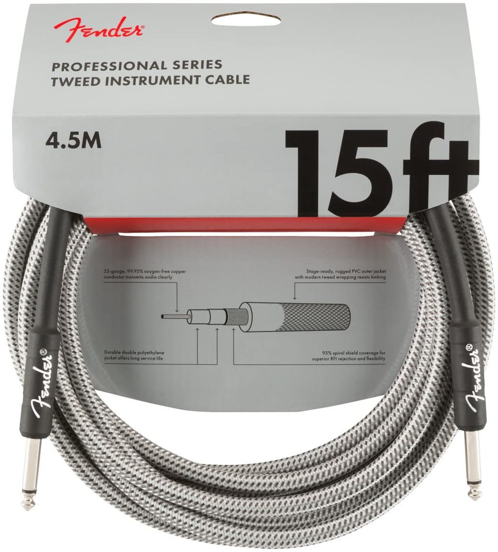 

Гитарный кабель Fender Pro 15 INST Cable WHT TWD 6.3 Jack - 6.3 Jack (4.5 м, белый)
