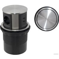 Блок розеток AKS Nova Tor USB выдвижной (3 розетки, сталь)