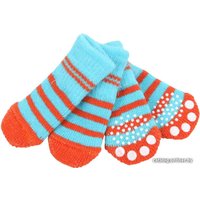 Носочки для животных Puppia Nitty-Gritty PAND-SO1176-AQ-L (голубые с красными полосками)