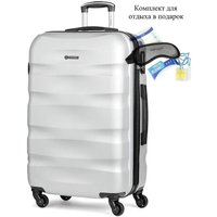 Чемодан-спиннер 4 ROADS 1389-L 77 см (серебристый)