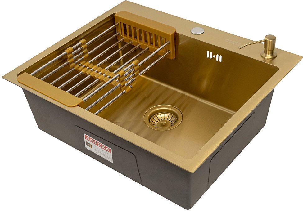 

Кухонная мойка ARFEKA ECO AR мойка 600*500, коландер, дозатор GOLD