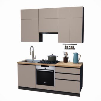 Готовая кухня ВерсоМебель Эко Премиум 2.0 (глиняный серый/ст. дуб вотан)