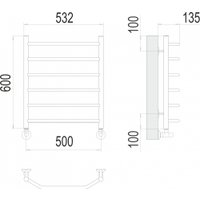 Полотенцесушитель TERMINUS Виктория П6 500x600 (RAL 9003, белый)