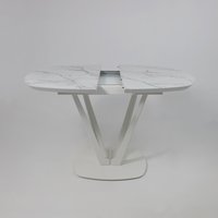 Кухонный стол Listvig Merlin 110-150х75 (МДФ+HPL-пластик белый Monte Belo/белый)