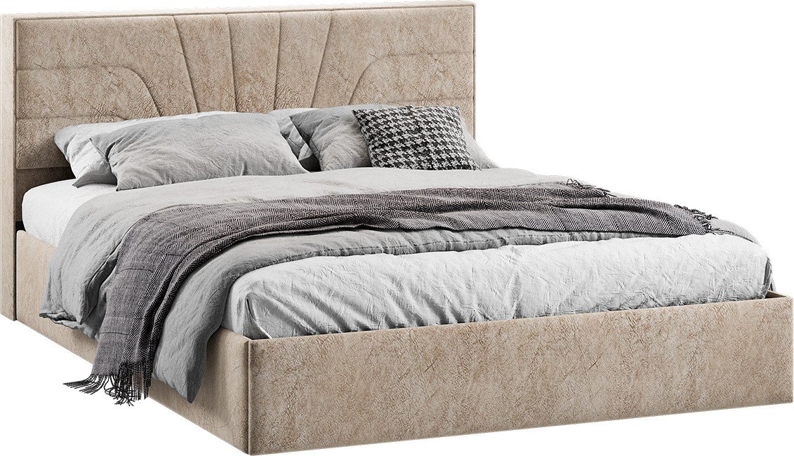 

Кровать Трия Пандора с ПМ 160x200 Тип 1 (микровелюр Wellmart Dark Beige)