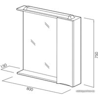  BelBagno Шкаф с зеркалом Marino-SPC-800/750-1A-BL-P-L (bianco lucido)