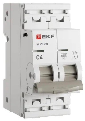 

Выключатель автоматический EKF PROxima ВА 47-63 2P 4А (C) 4.5kA