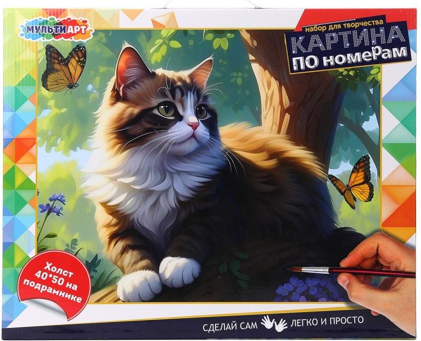 

Картина по номерам MultiArt Котик на дереве CANV40X50-118487