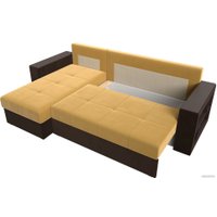 Угловой диван Лига диванов Дубай лайт левый (микровельвет желтый/коричневый)