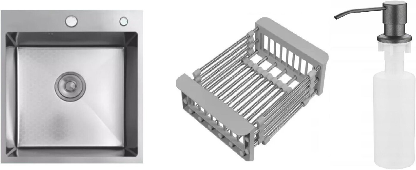 

Кухонная мойка Schtoff Best Decor Silver 4550 + коландер KR-1 GREY + дозатор SD-1 GREY