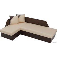 Угловой диван Лига диванов Андора 102680 (левый, экокожа, бежевый/коричневый)