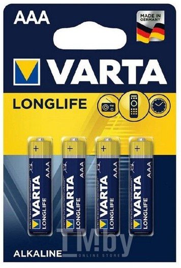 

Элементы питания Varta Longlife 4 AAA LR03 04103113414 (4шт)