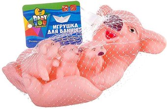 Игрушка для ванной Bondibon Свинья с поросятами ВВ2754 (4шт)