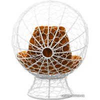 Кресло M-Group Кокос на подставке 11590107 (белый ротанг/оранжевая подушка)