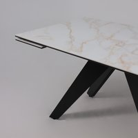 Кухонный стол Lepremo AV 2122 МДФ+керамика раздвижной 1400-2000x850 (белый глянцевый Carla Larkin/черный)