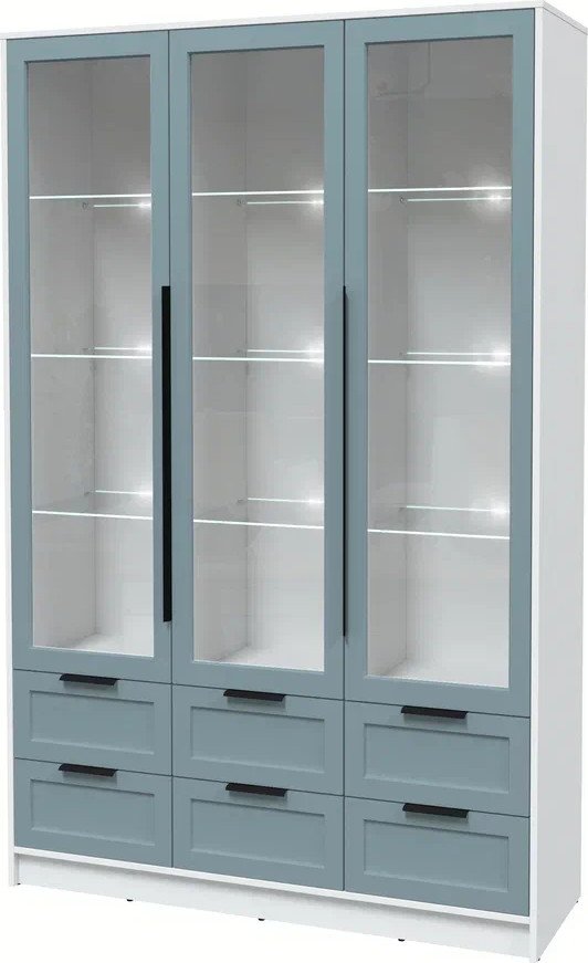 

Шкаф-витрина Интерлиния Концепт Тренд КТ-ШВ3 с подсветкой (белый платинум/океан)