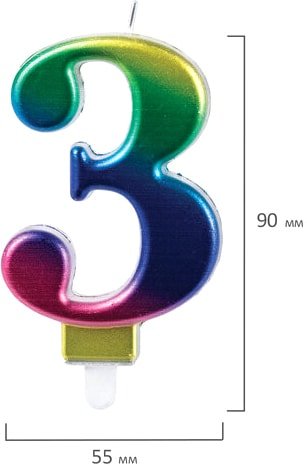 

Свеча для торта Золотая сказка 3 Радужная 591436