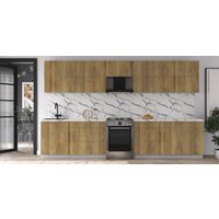 Готовая кухня Интерлиния Мила Матте 3.5 Б (дуб вотан/дуб вотан/белый гранит) в Солигорске