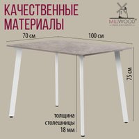 Обеденная группа Millwood Шанхай Л18 100x70х75 (бетон/металл белый)